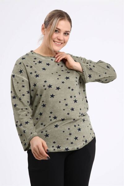 Seamoda Star Printed Oil Wash Sweat-khaki