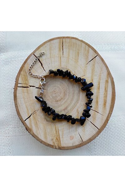 ByKolyeucum سوار نسائي من حجر السج الأسود الطبيعي المكسور - Klcbl0148