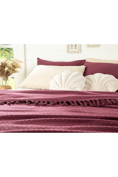 English Home مفرش سرير فردي منسوج من مارين بوب مقاس 160x240 سم أحمر داكن