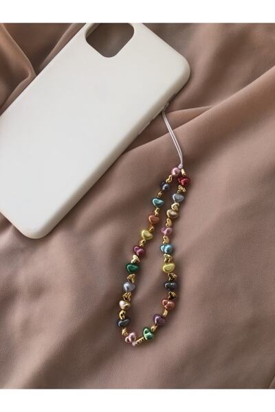 Tekno Mobiles Renkli Inci Kalp Telefon Charmı