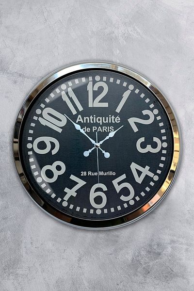 Kasva Concept Gift Clock Decorative 40 cm Chrome Metal Antique Wall Clock