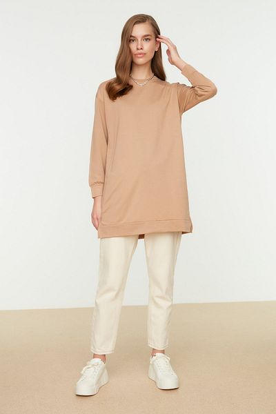 Trendyol Modest Sweatshirt - Beige - Regular Fit