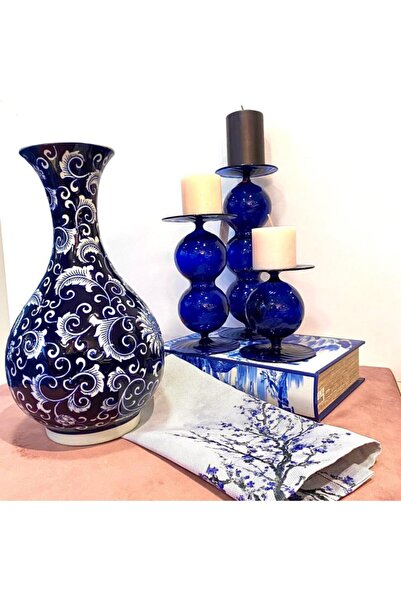 Lucky Art Blue Blanc Vazo -37 Cm