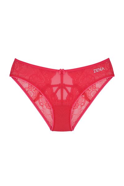 Zena Chiloți de bikini pentru femei din dantelă din 3 piese, cu tul în față și detaliu de frânghie în spate