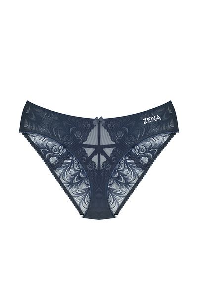Zena Chiloți de bikini pentru femei din dantelă din 3 piese, cu tul în față și detaliu de frânghie în spate