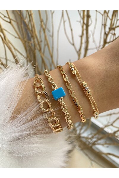 Jack Ferrero Kadın 4 Adet Kombin Bileklik Seti Altın Kaplama Renk Atmaz