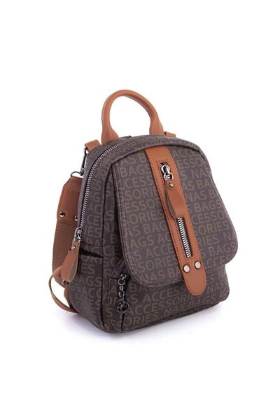 NAS BAG'S Σακίδιο πλάτης και τσάντα ώμου καφέ-μαύρισμα για γυναίκα
