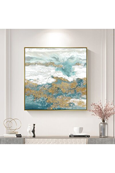 Markazip Altın Metal Çerçeveli Kanvas Tablo 90x90cm Kod: Lk485-a