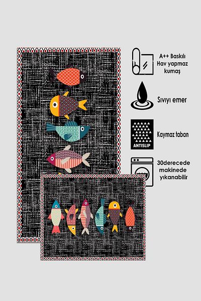 Halise Home Non-Slip Base Washable Set of 2 Bath Mat Bath Mat Set Toilet Bowl Set