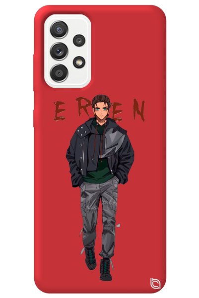 WANNA PROTECT Samsung Galaxy A72 Red Premium Velvet Inside Attack on Titan Er...