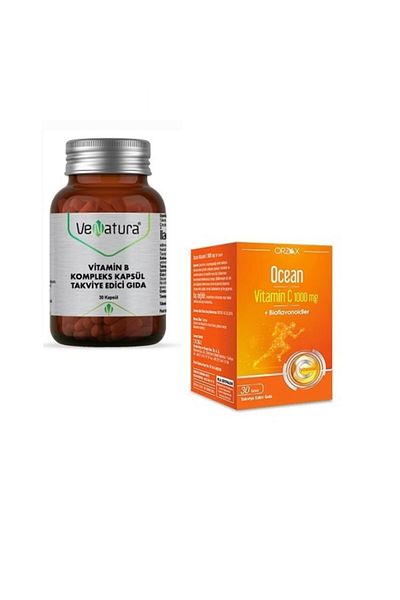 VeNatura Vitamin B Complex Capsule Food 30 Capsules + Vitamin C 1000 mg 30 Tablets