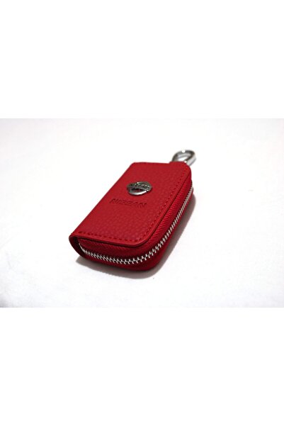 idealaksesuar Red Nissan Leather Zippered Keychain Remote Control Case Qualit...