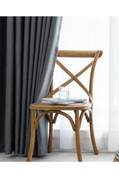 Ran Perde Modern Düz Keten Fon Perde - Gri