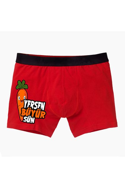 modacix You Grow Up If You Eat Carrot Fun Men's Red Boxers