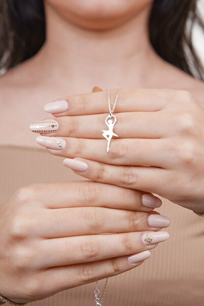 J&FSilver Balerin Gümüş Kolye Minimal Model 925 Ayar Gümüş