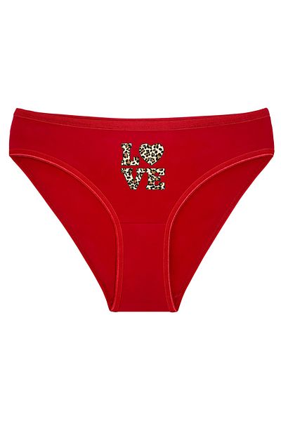 Kio Tasarım Leopard Love Written Chiloți Femei Roșii Îndrăgostiți-prieteni-zi de naștere Cadou Bumbac Kilot Johns