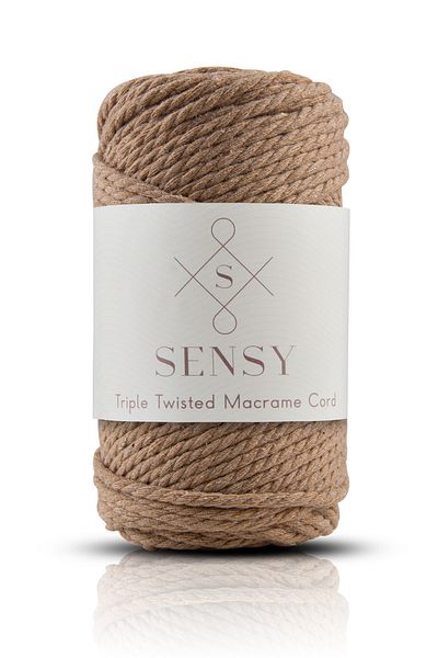 SENSY Premium 3 Twist Macrame Rope 3mm Three Twist Scanned Rope Rope Set of 3 Milk Brown-Light Grey-ecru