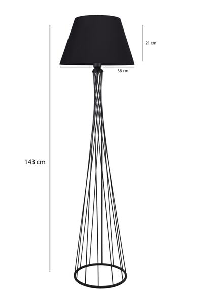 HOMİNG Dora Siyah Konik Başlıklı Lüx Metal Lambader
