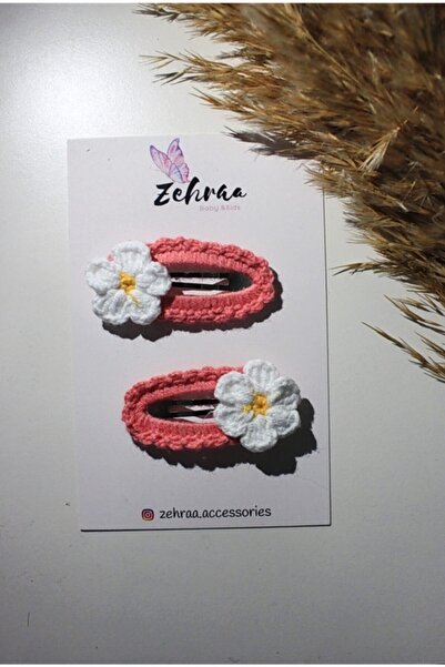 Zehra Aksesuar Daisy Pink Children's Knit Snap Buckle