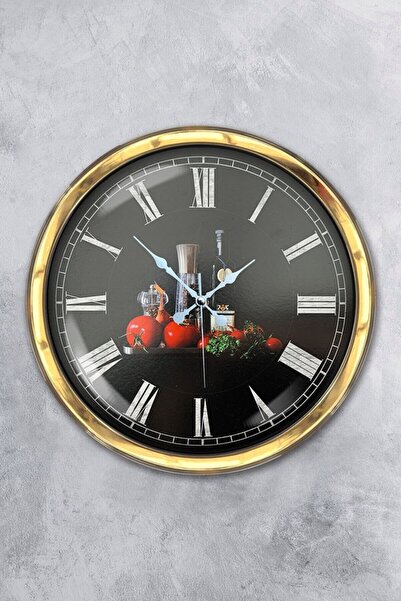 Kasva Concept ساعة هدية ساعة حائط مطبخ معدنية ذهبية مقاس 40 سم