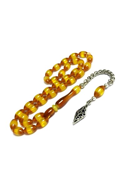 Midyat Nurtaş Gümüş Powder Amber Rosary - Yellow Vernier