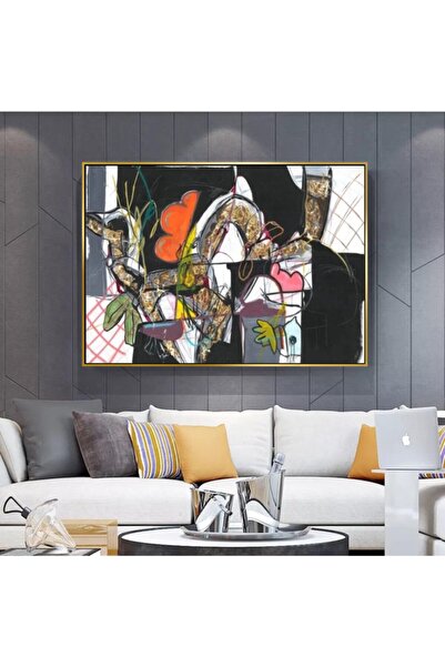 Markazip Altın Metal Çerçeveli Kanvas Tablo 90x90cm Kod: Ez-0022-a