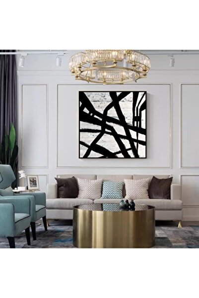 Markazip Siyah Metal Çerçeveli Kanvas Tablo 90x90cm Kod: Kt0018-s