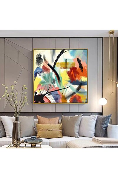 Markazip Altın Metal Çerçeveli Kanvas Tablo 90x90cm Kod: Kt0038-a