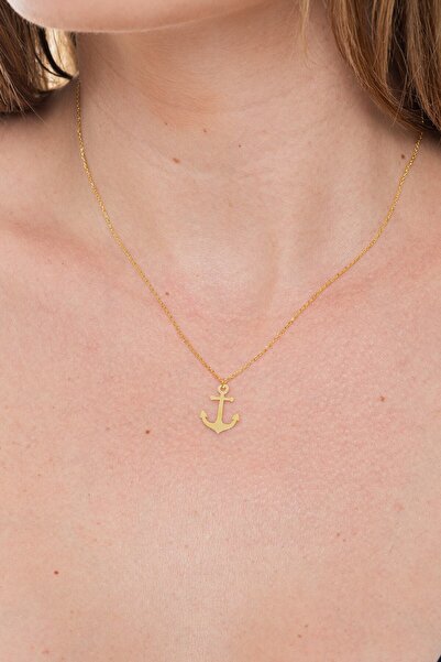 Redstone Store London Hayalet Zincir Kadın Altın Kaplama Çapa Figürlü Gümüş Kolye