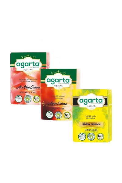 Agarta 150 g Set of 3 - Natural Aloe Vera, Argan and Bıttım Soap