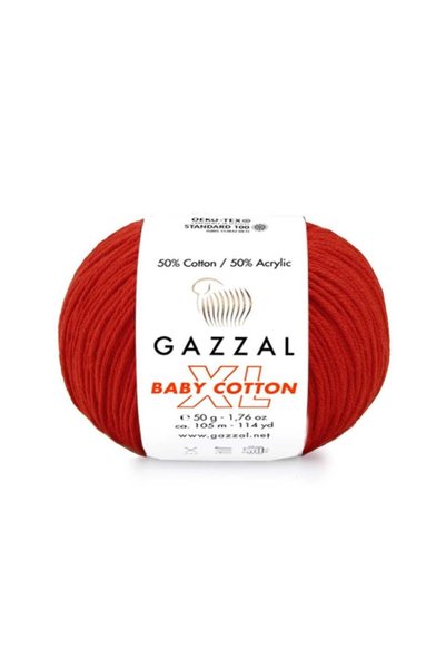 Gazzal Baby Cotton Xl Amigurumi Ipi Kırmızı - 3443 - 50 Gr. Punch Ipi