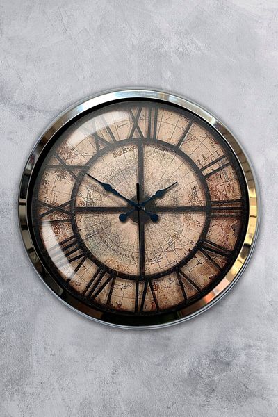 Kasva Concept Cadou Decorativ 40 Cm Crom Metal Ceas de Perete Antic