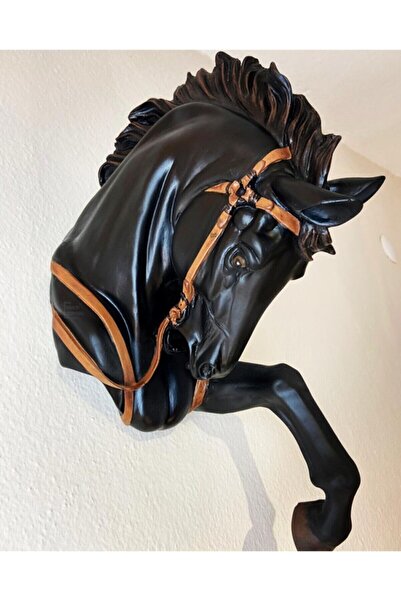 Dekoromi Dekoratif Duvar At Kafası (48cmx28cm) Siyah Kahverengi