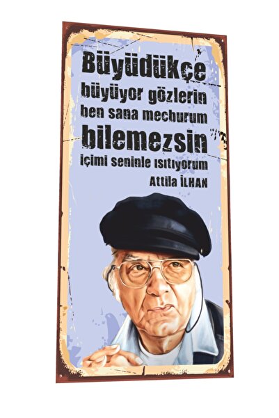 Hayat Poster Attila Ilhan Mini Retro Plaque - Ξύλινο Σχέδιο