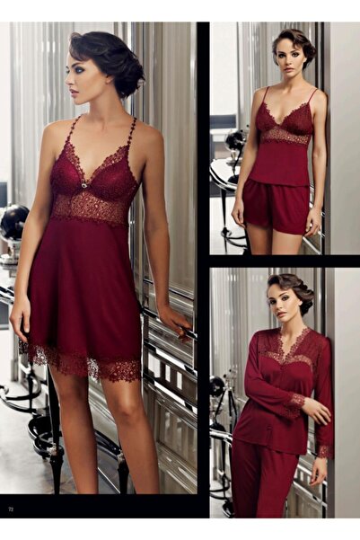 PERİN Penye Pijama'lı Altılı Çeyizlik Takım -bordo- 190