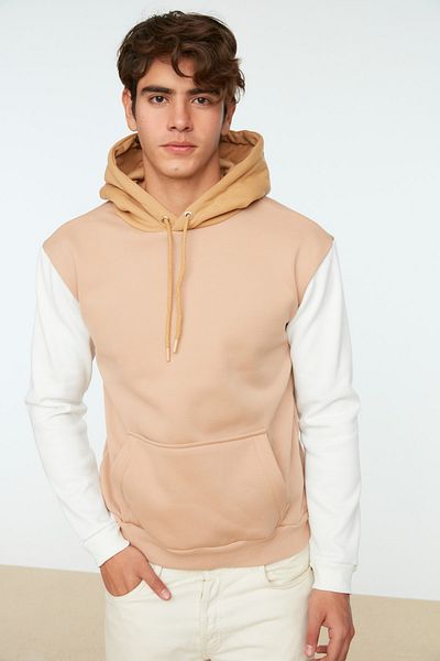 Trendyol Collection Beige Cotton Sweatshirt - Regular Fit TMNAW21SW0367