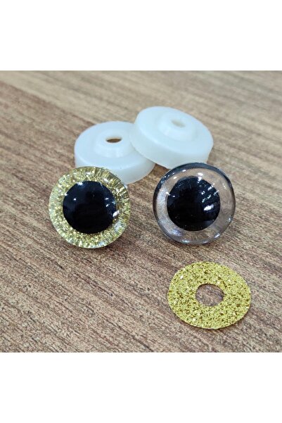 hobimon Amigurumi 20 mm șurub ochi cu sclipici colorate - aur - 10 bucăți (5 ...