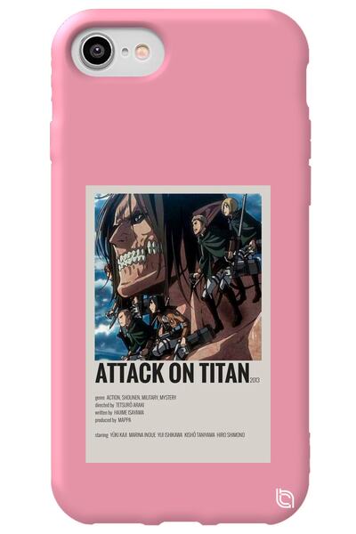 WANNA PROTECT iPhone 7 Pink Premium Velvet Attack on Titan Patterned Silicone...