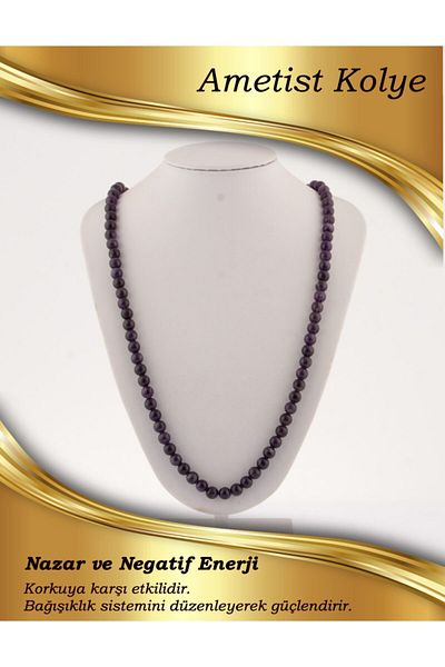 OSMANLI DEĞERLİ TAŞ Certified Amethyst Natural Stone Necklace