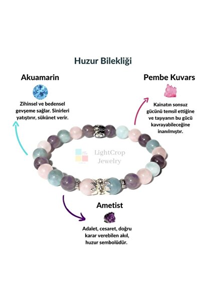 LightCrop Huzur Bilekliği Akuamarin, Ametist, Pembe Kuvars
