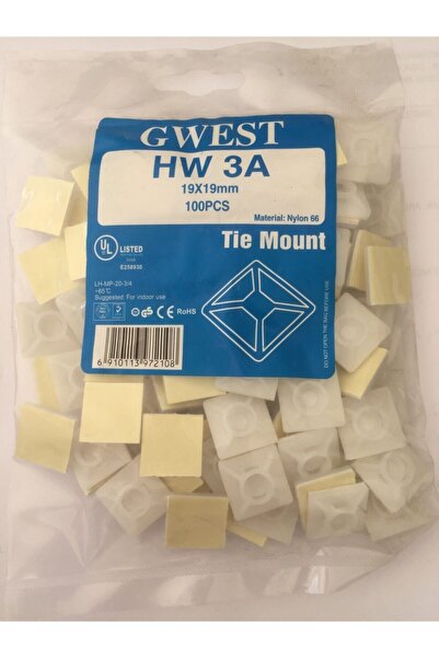 Gwest Yapışkan Kroşe 19x19 (100adet) Yapışkanlı Kablo Bağı Tutucu