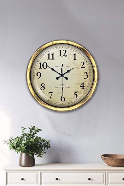 Kasva Concept Hediyelik Dekoratif Hediyelik 40 Cm Gold Metal Klasik Duvar Saati