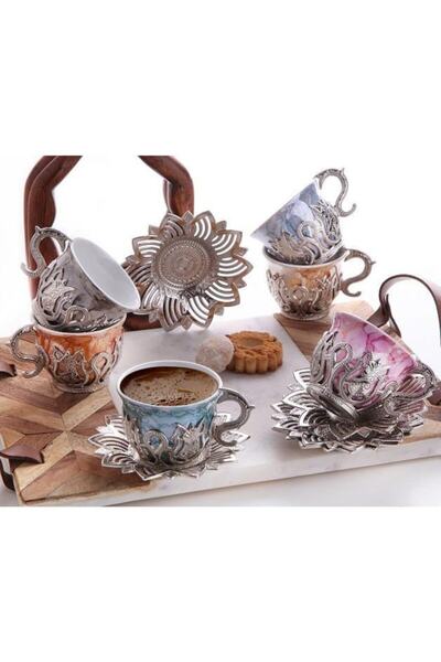 BUSEM Ahsen Tiryaki Patterned Mix Coffee Set Nickel