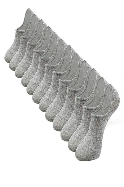 Meguca Socks Унисекс памучни невидими чорапи за маратонки, сиви, 10 броя