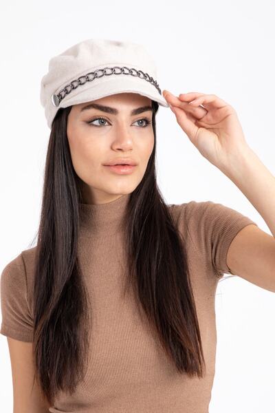 LadyColor Women's and Men's Chain Stamp Captain Winter Hat Cream