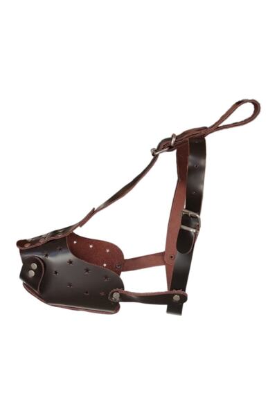 Markapet كمامة كلب جلدية قابلة للتعديل من السلالات المتوسطة والكبيرة باللون ا...