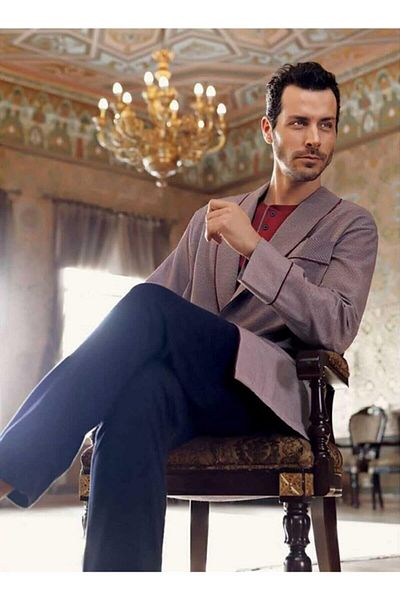 CAPSELLA Men's 5-Piece Robdhesambr Pajamas Nightgown Dressing Gown Groom Suit Set