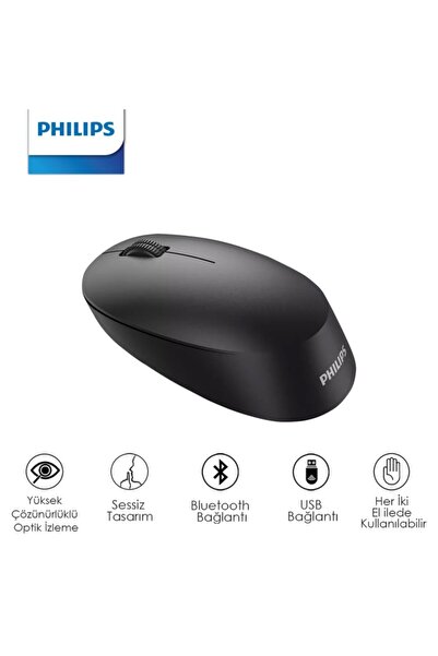 Philips Bluetooth+wireless Mouse Çok Aygıtlı Sessiz Tasarım Spk7407b/00