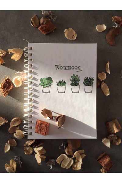 Fark Tanıtım Caiet cu spirală fără linii cu model de cactus