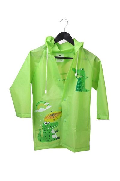 dreamtify Unisex Kids Green Hooded Raincoat Without Pockets